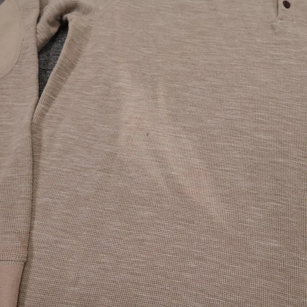 Banana Republic Henley Shirt Mens XL Beige Thermal Waffle Knit Long Sleeve